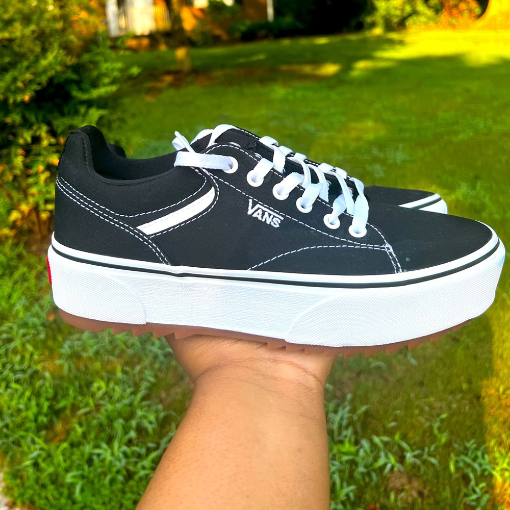 Vans Black and White Platform Sneakers